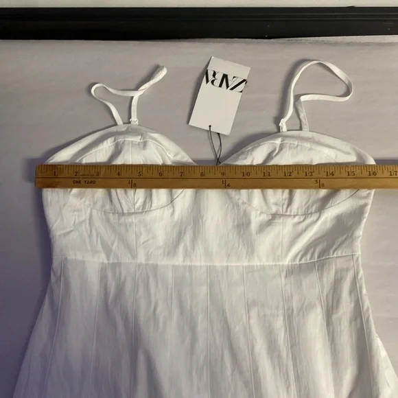 ZARA Dress Maxi Corset Style Bohemian White Summer Vacation - Picture 14 of 15